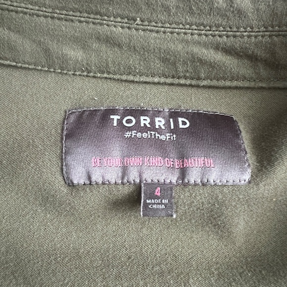 Torrid Utility Jacket, Olive Green Zip up - Picture 12 of 16